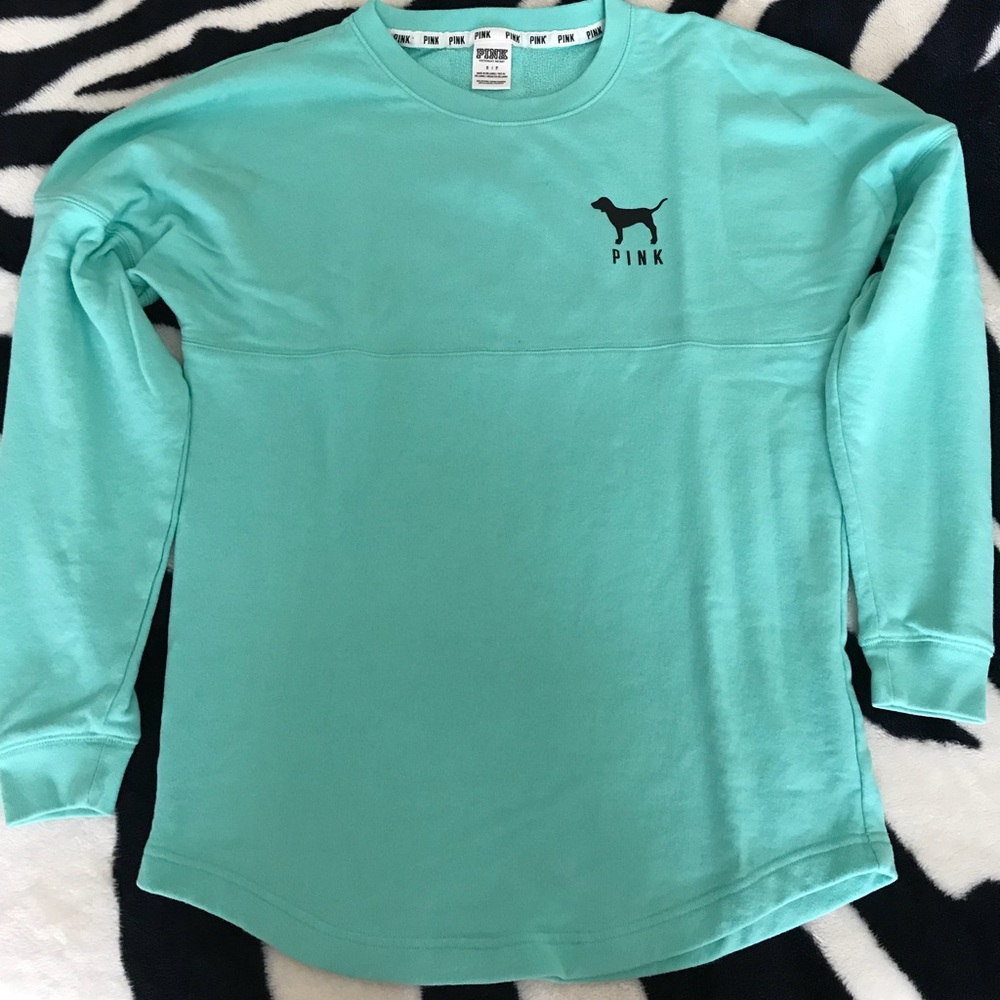 Pink Victoria’s Secret teal varsity sweater